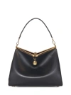 Etro 'medium Vela' Black Shoulder Bag With Logo And Pegasus Charm In Black