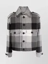 Etro Large Check Pattern Coat Front Pockets In Black