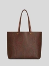 Etro Large Paisley Jacquard Tote Bag In Dark Brown