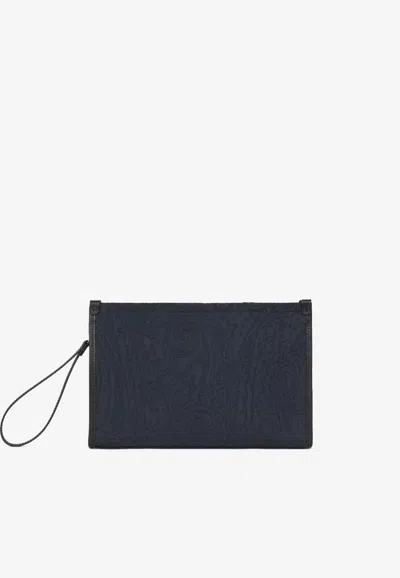 Etro Large Jacquard Pouch Bag In Black