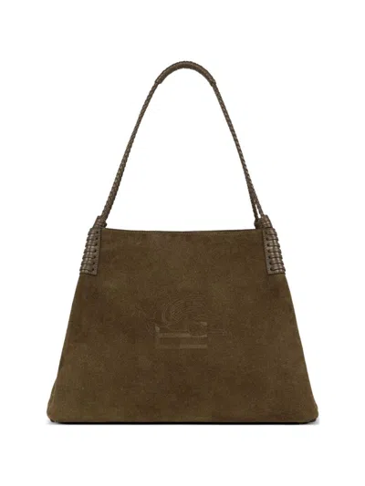 Etro Large Leather Tote Bag In Brown