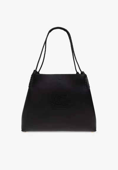 Etro Large Libra Leather Tote Bag In Black