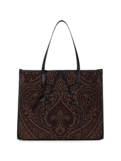 Etro Large Love Trotter Bag In Jacquard Fabric With Paisley Motif In Multi