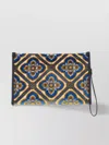 Etro Large Paisley Embroidered Rectangular Clutch With Wrist Strap