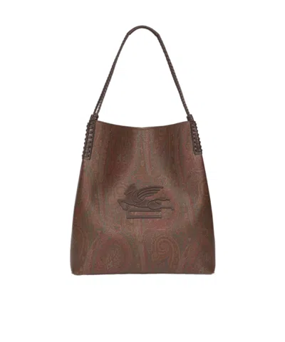 Etro Large Paisley Libra Tote Bag In Brown