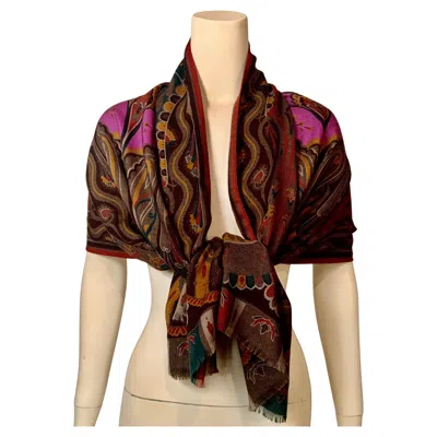 Pre-owned Etro Large Paisley Shawl With Purple Center