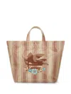 Etro Large Pegaso-motif Striped-jacquard Tote Bag In Brown