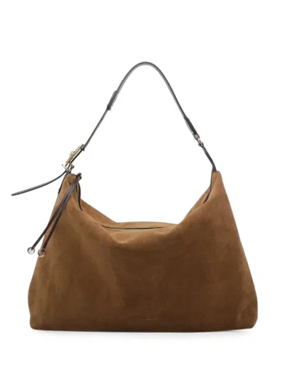 Etro Large Rosette Suede Shoulder Bag In Blue