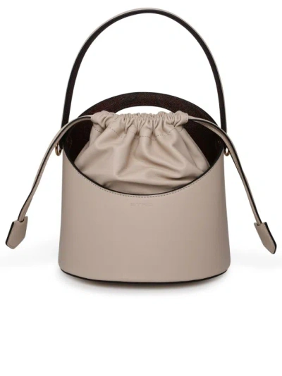 Etro Large 'saturno' Ivory Leather Bag In Neutrals