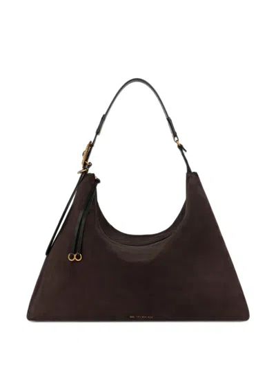 Etro Large Leather Tote Bag In Brown
