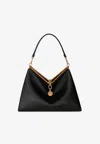 Etro Large Vela Leather Shoulder Bag In Black