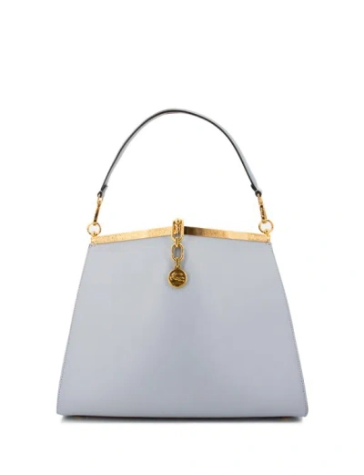 Etro Large Vela Leather Shoulder Bag In Blue