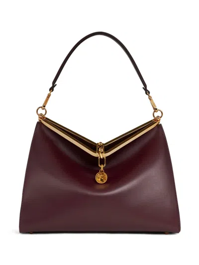 Etro Large Vela Leather Shoulder Bag In Red