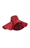 Etro Laser-cut And Perforated Wide Brimmed Hat In Red