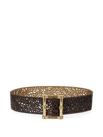 Etro Laser-cut Leather Belt In Brown