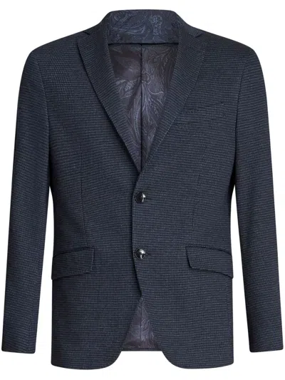 Etro Layered Houndstooth Blazer In Blue