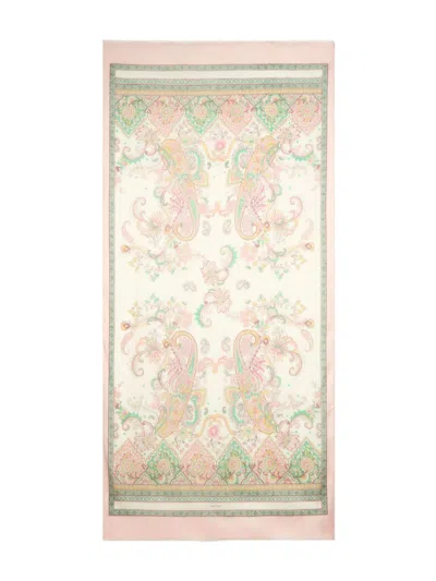 Etro Leaf-motif Scarf In Pink