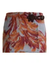 Etro Leaf-print Belted Mini Skirt In Gray