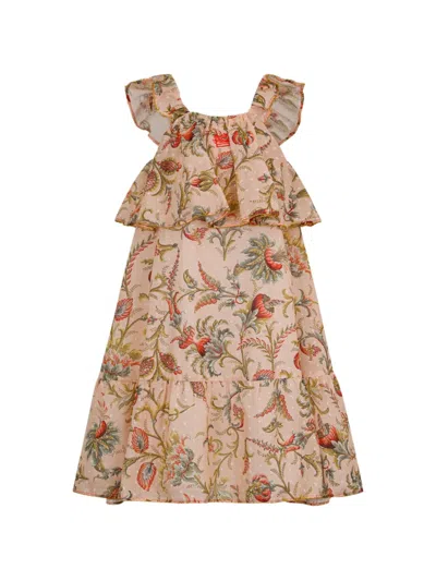 Etro Kids' Leafy Floral-print Dress In Multi