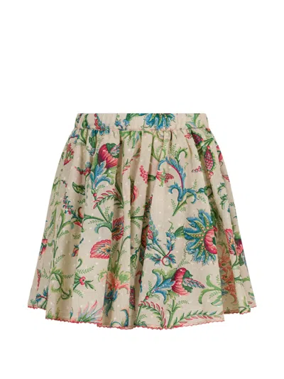 Etro Kids' Leafy Floral-print Skirt In Multi