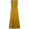 Etro Leafy Jacquard Sleeveless Midi Dress In Yellow