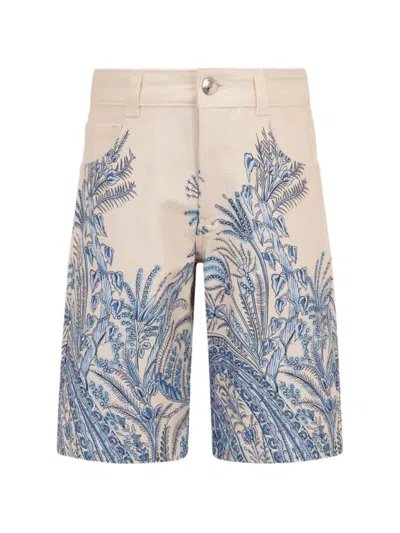 Etro Kids' Leafy Paisley Print Bermuda Shorts In Neutral