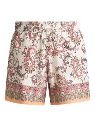 Etro Leafy Paisley Print Swim Shorts In Neutral
