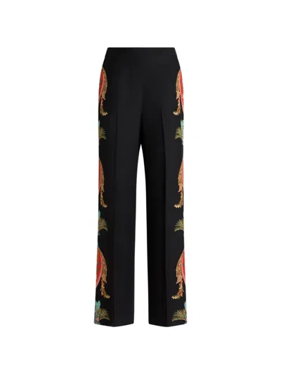 Etro Leafy Paisley Trousers In Black