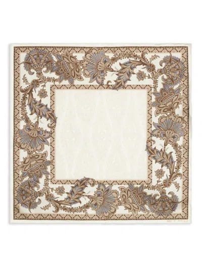 Etro Leafy-print Silk Pocket Square In Neutrals