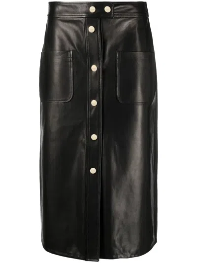 Etro Leather A-line Skirt In Black