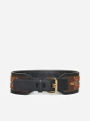 ETRO LEATHER AND PAISLEY FABRIC HIGH BELT