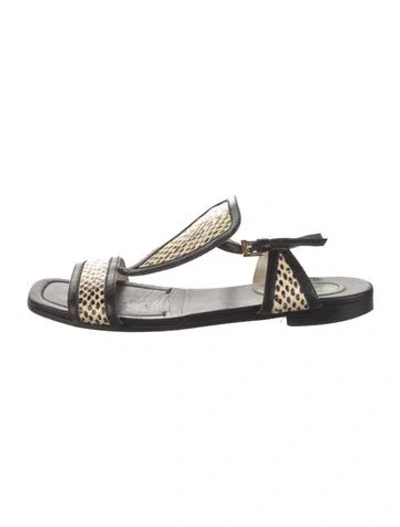 Pre-owned Etro Leather Animal Print Sandals In Black