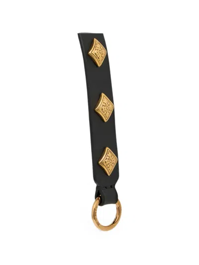 Etro Leather Bag Handle With Diamond-shaped Studs In Red