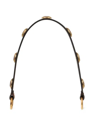 Etro Leather Bag Handle With Oval-shaped Studs In Purple