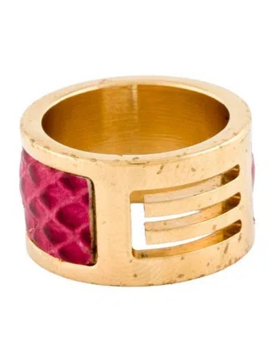 Pre-owned Etro Leather Band Ring In Pink