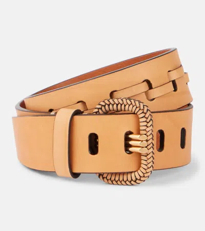 Etro Leather Belt In Beige