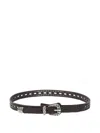 Etro Leather Belt With Perforated Details Belts Brown In Black