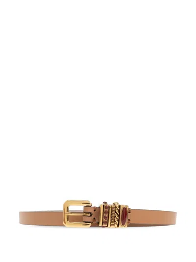 Etro Leather Belt In Brown