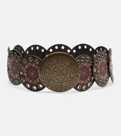Etro Leather Belt In Brown