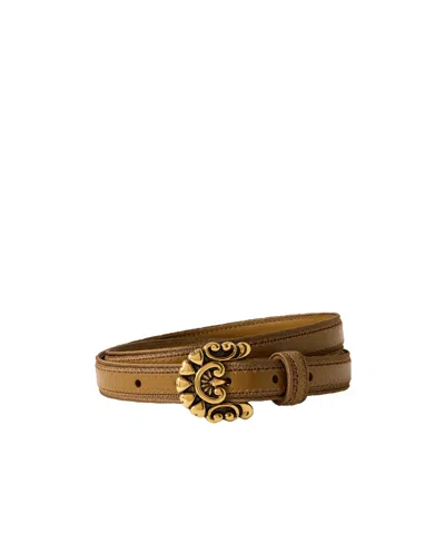 Etro Cord-trimmed Leather Belt In Brown