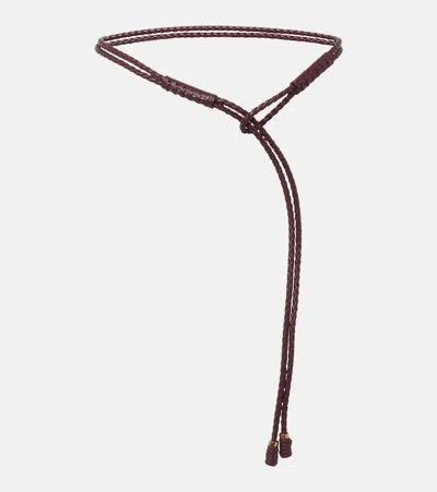Etro Leather Belt In Burgundy