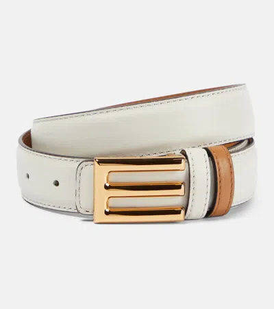 Etro Leather Belt In White