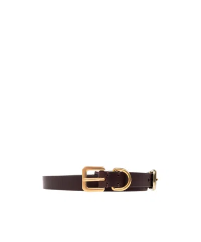 Etro Leather Belt With Buckles In Brown