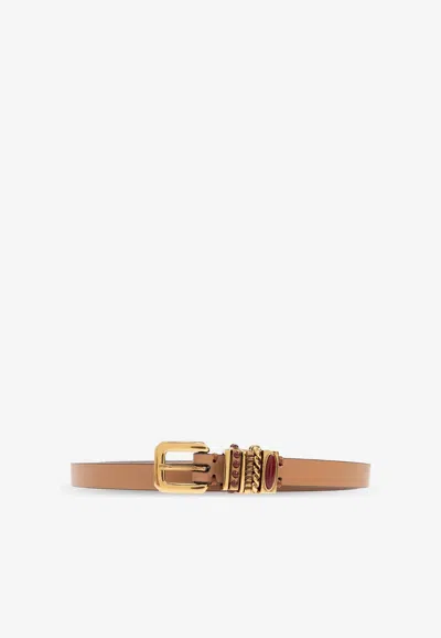 ETRO LEATHER BELT WITH ENAMELED JEWELS