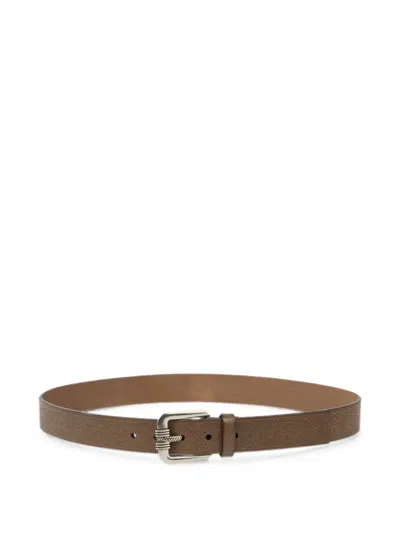Etro Leather Belt With Engraved Motif In Brown