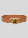 Etro Floral-buckle Leather Belt In Brown