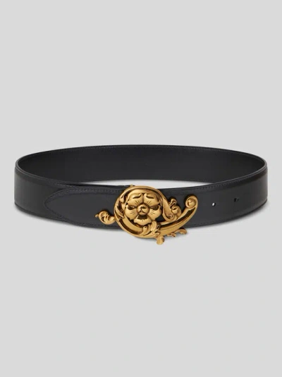 Etro , Leather Belt With Floral Buckle, Woman, Size 105