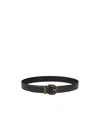 Etro Leather Belt With Geometric Buckle In Black