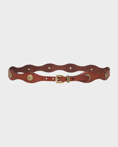 Etro Leather Belt With Jewel Studs In Brown