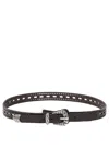 Etro Leather Belt With Perforated Details Belts Brown In Black